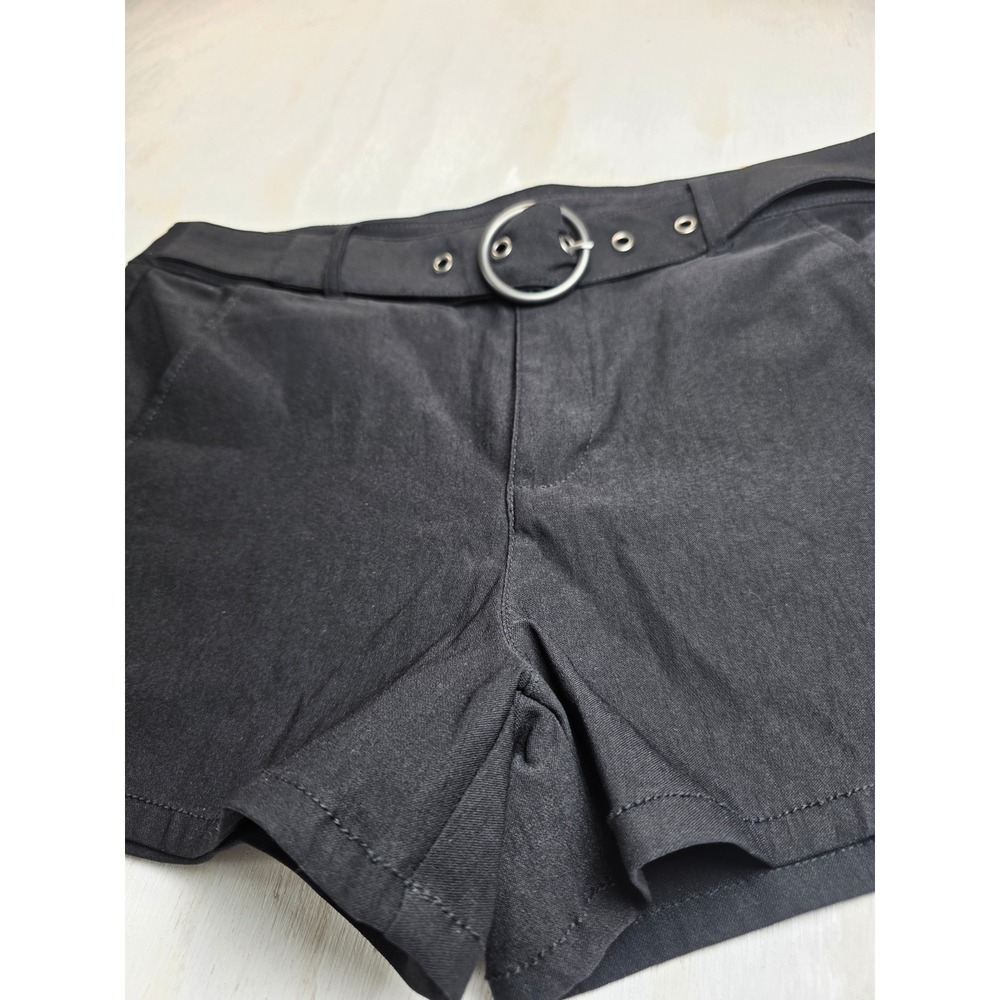 Madden NYC Womens XXL Black High Rise Belted Shorts Minimalist Grunge Academia